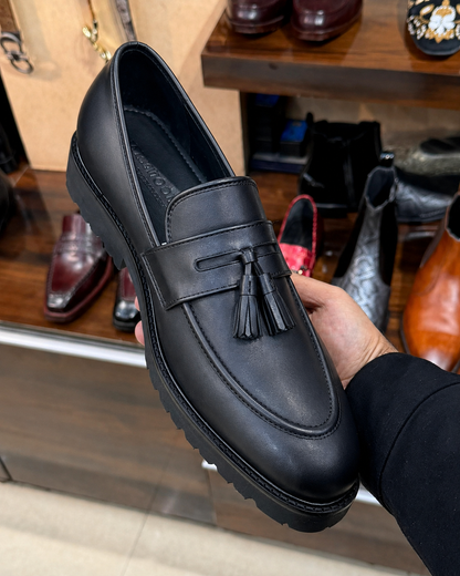Black Chunky Tassel Loafers