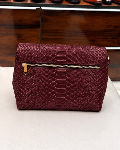 Burgundy Cobra Scaled Cross Body Bag