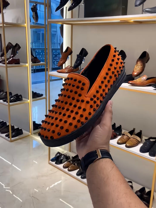Orange Studded Sneakers