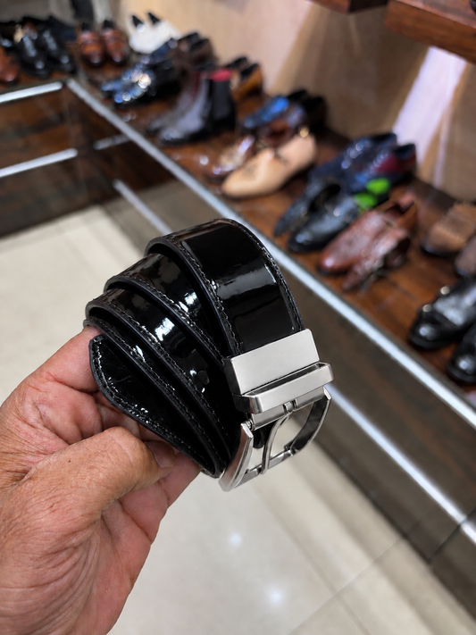 Italian Black Patent Leather Belt