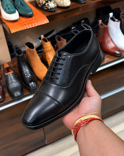 Black Cap Toe Oxford Shoes