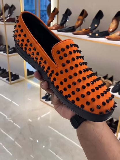 Orange Studded Sneakers