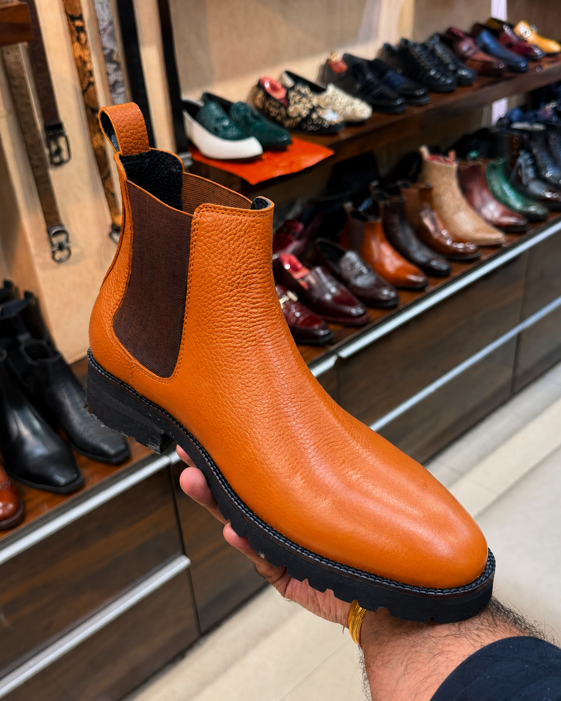 Tan Chunky Chelsea Boots