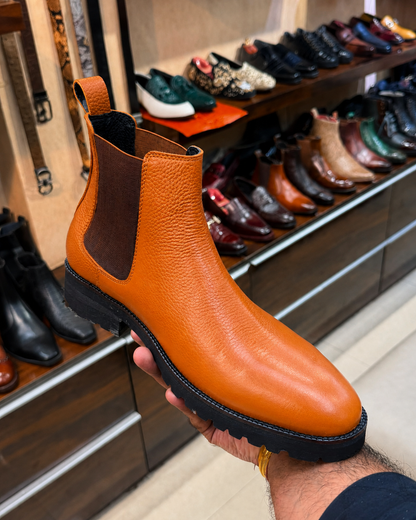 Tan Chunky Chelsea Boots