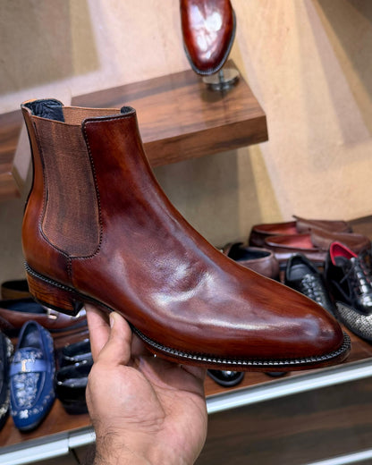 Cognac Brown Chelsea Boots on Italian Last