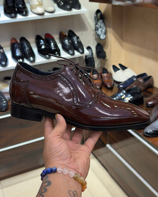 Semi-Brogue Walnut Brown Medallion Toe Oxford Shoes