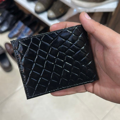 Black Patent Diamond Cut Leather Wallet
