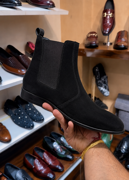 Black Suede Chelsea Boots
