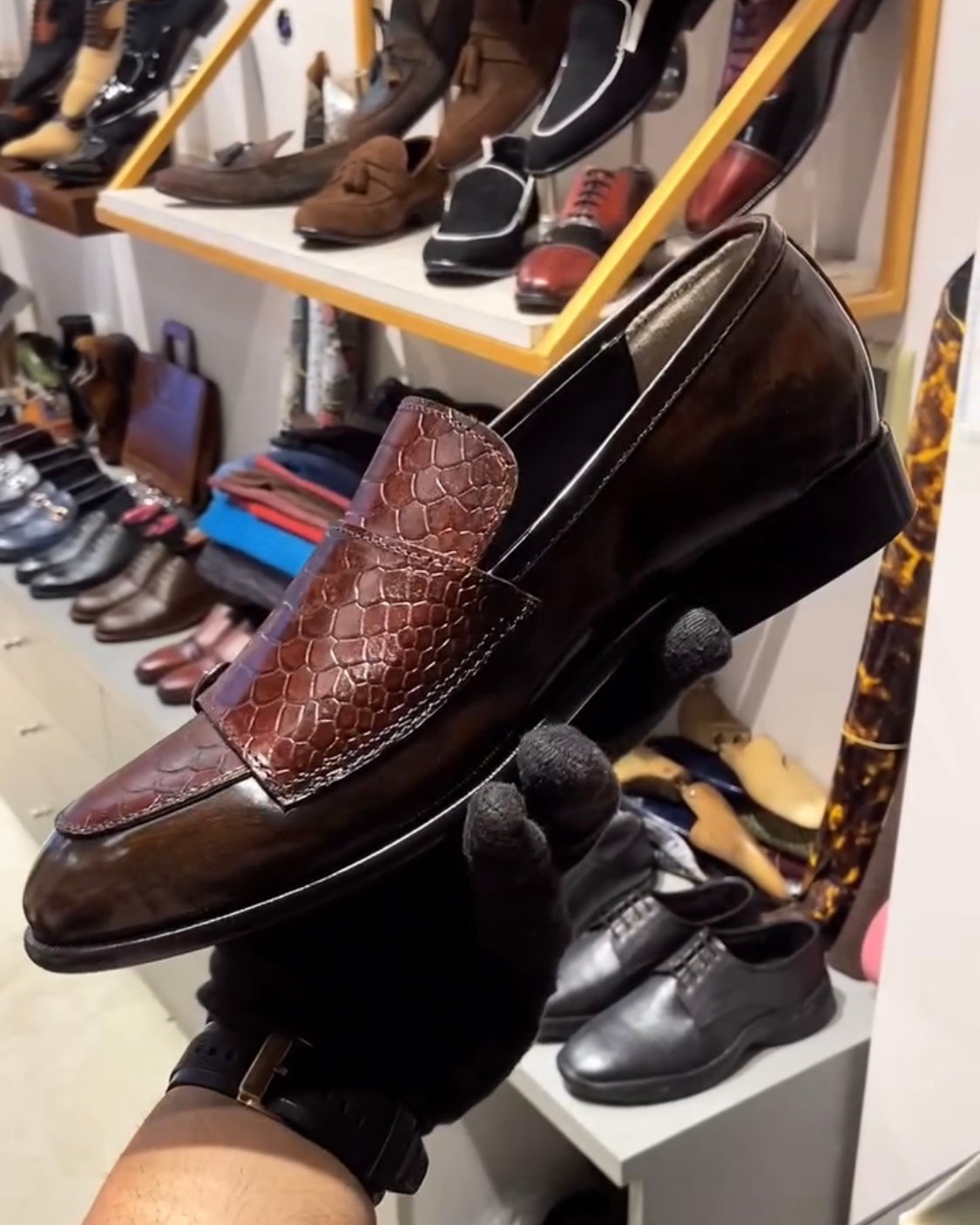 Brown Dual-tone Cobra Double Monk Moccasins