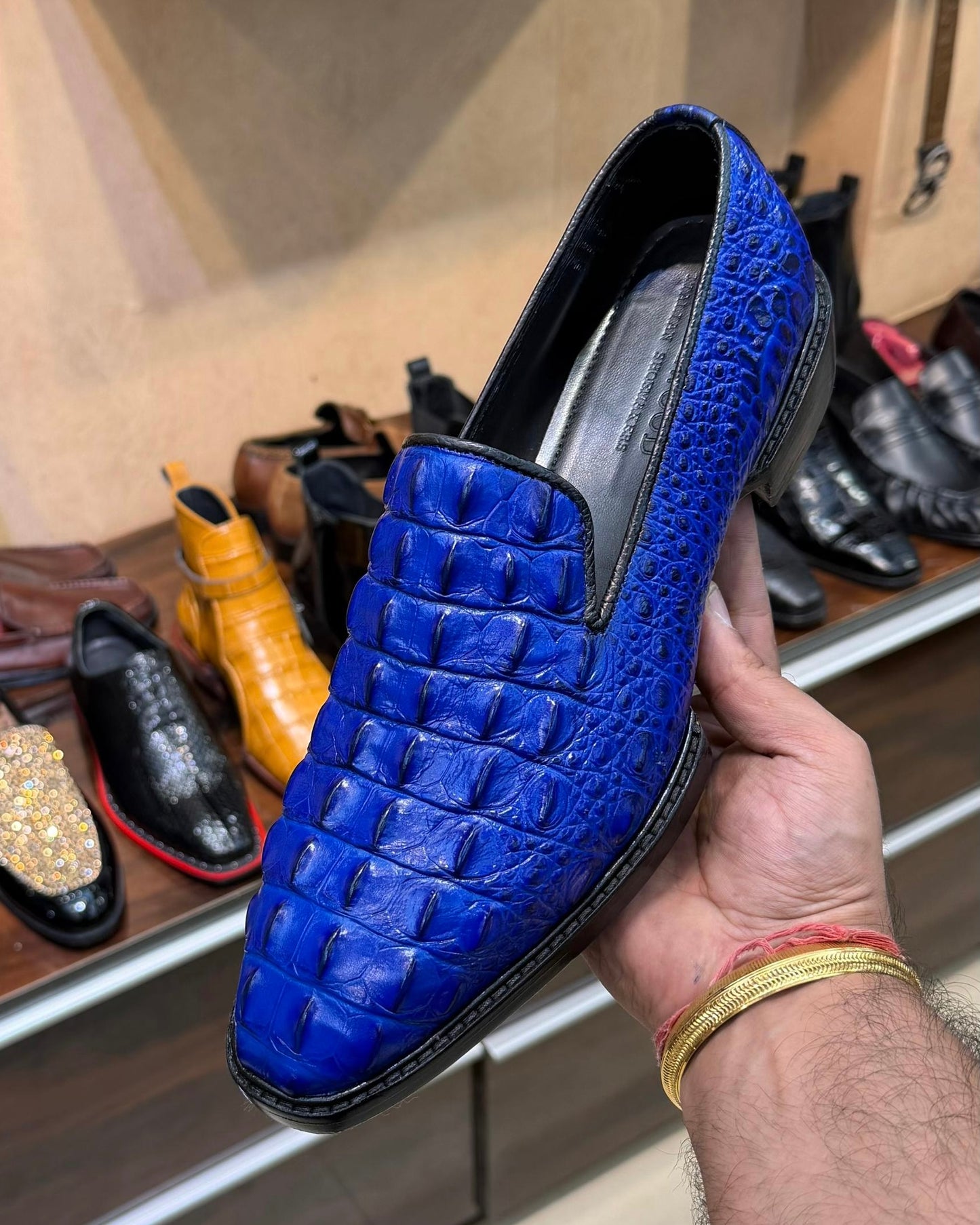 Exotic Blue Alligator Scaled Loafers
