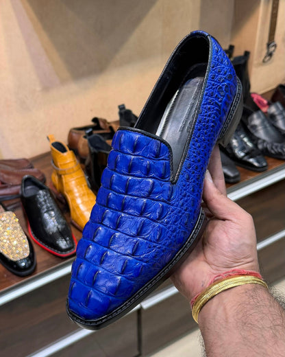 Exotic Blue Alligator Scaled Loafers