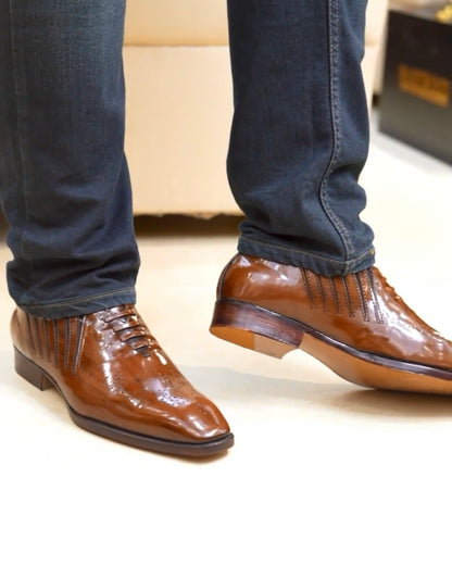 Classic Brown Patina Lace-up Oxfords