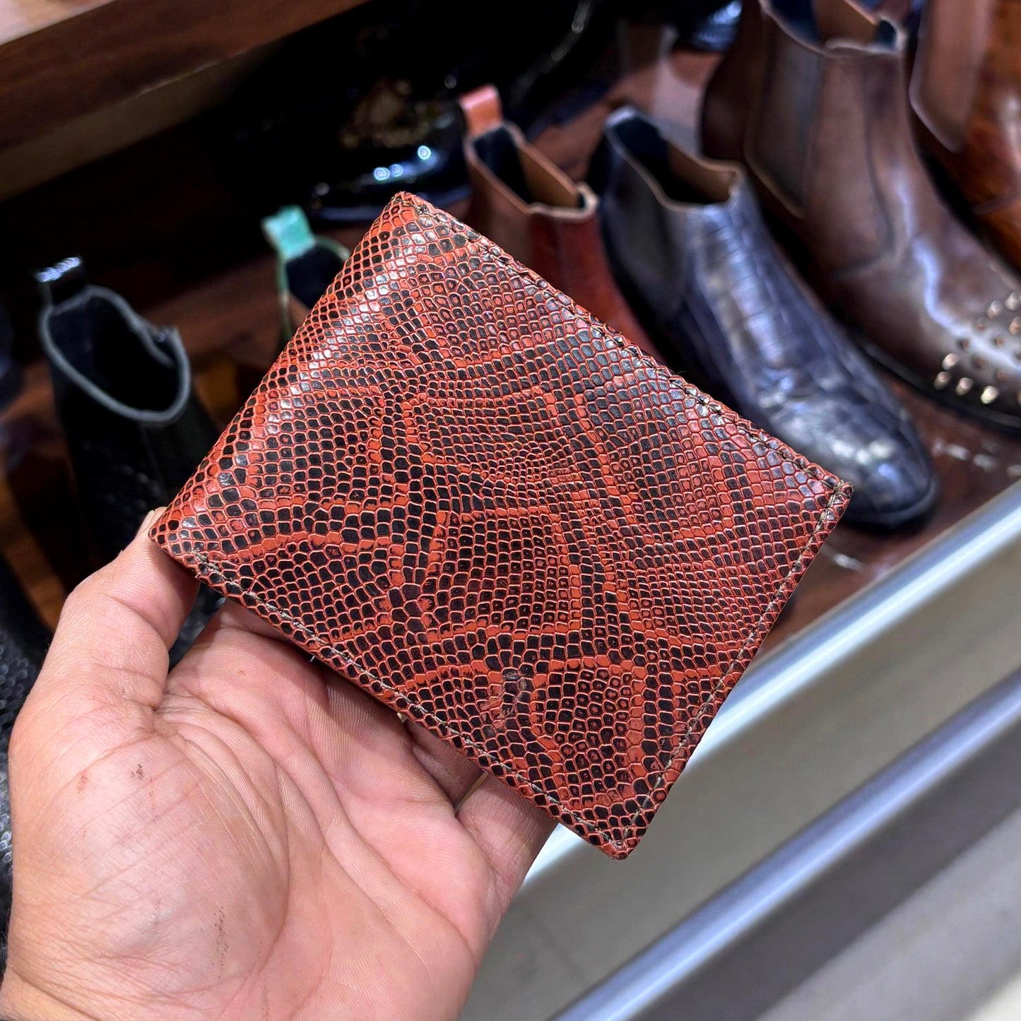 Exotic Red & Black Snake Pattern Wallet