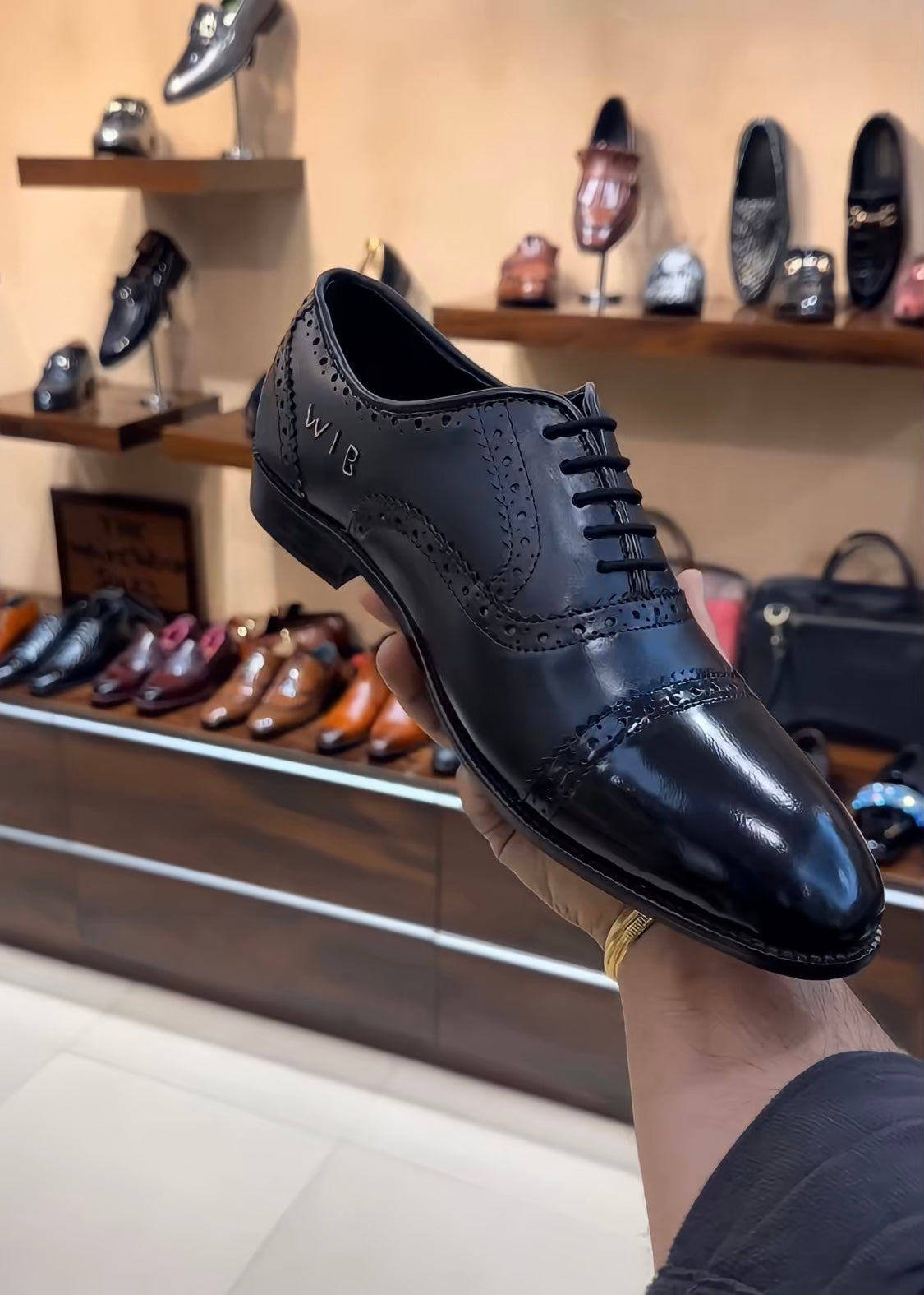 Classic Black Semi-brogue Captoe Oxfords