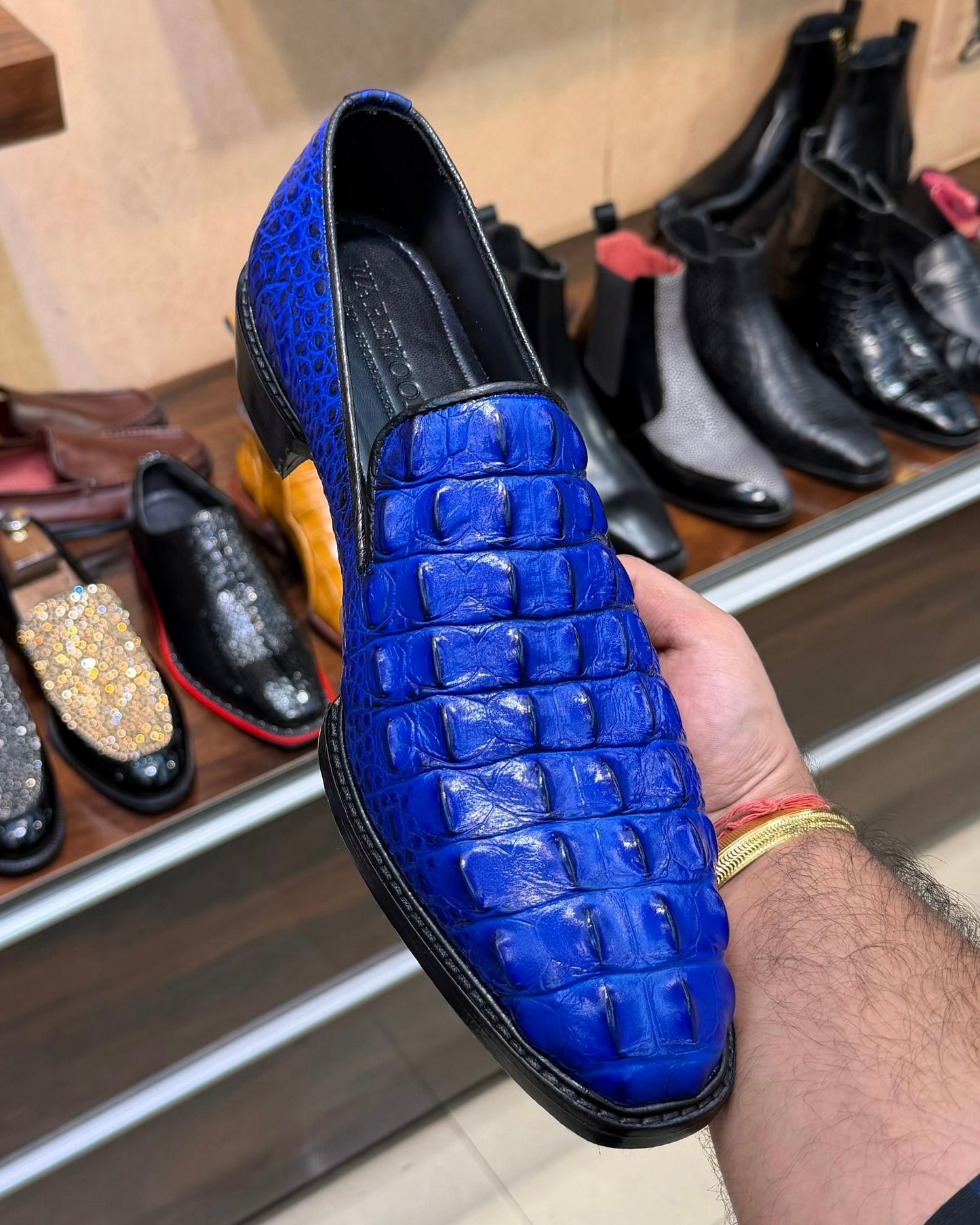 Exotic Blue Alligator Scaled Loafers