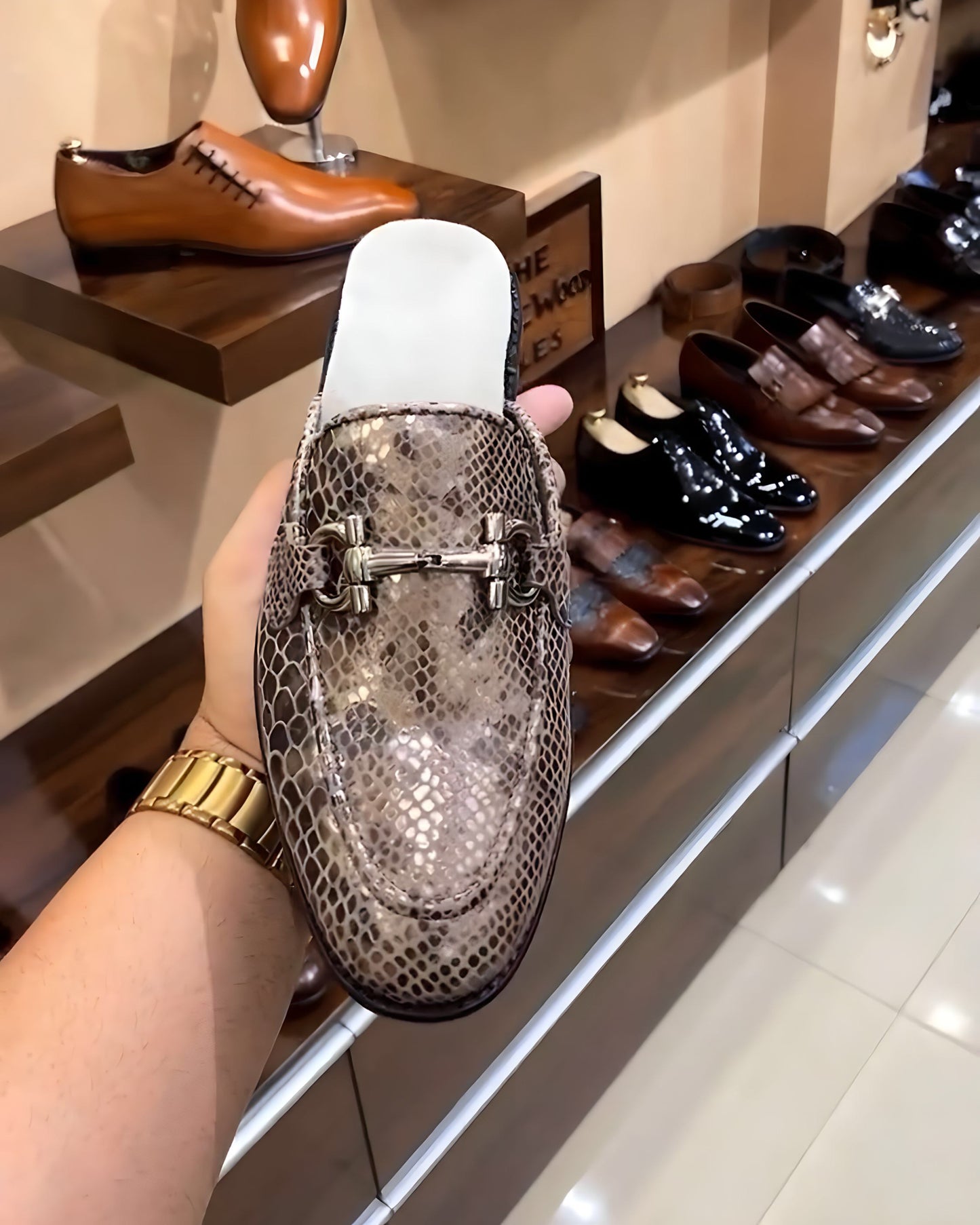 Exotic Snake Leather Mules