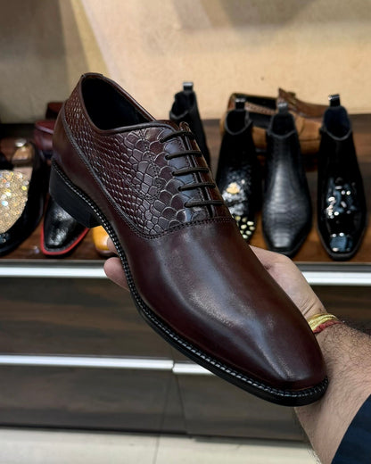 Dark Brown Patina Cobra Scaled Oxfords