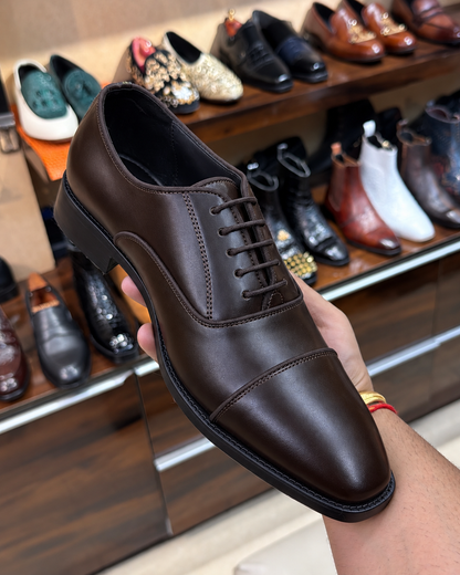 Dark Brown Cap Toe Oxfords