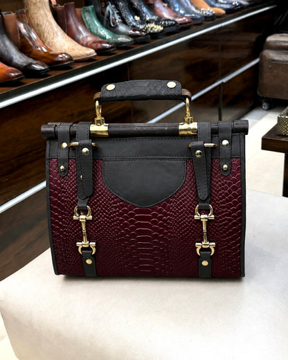 Burgundy And Black Handbag