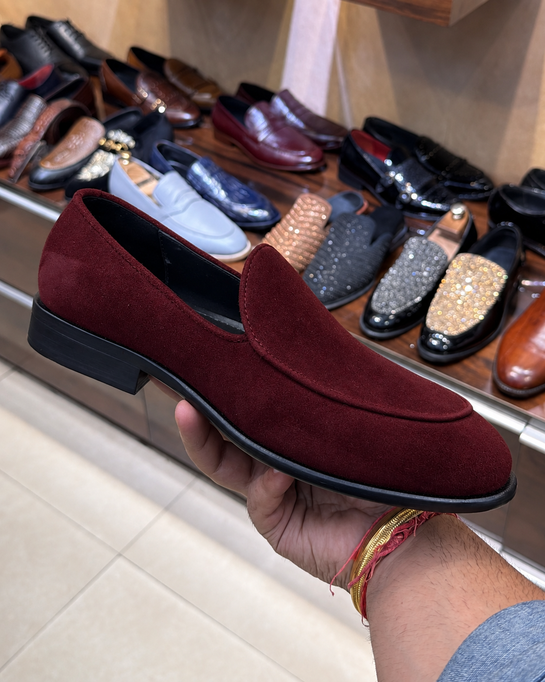 Burgundy Suede Belgian Loafers