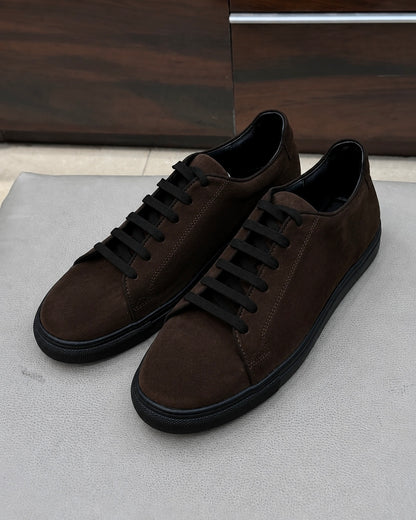 Dark Brown Suede Low-top Sneakers