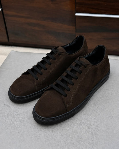Dark Brown Suede Low-top Sneakers