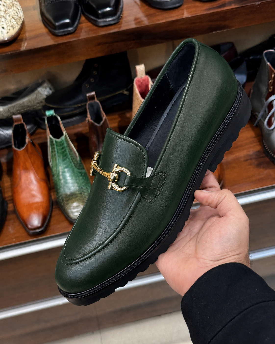 Dark Green Chunky Loafers