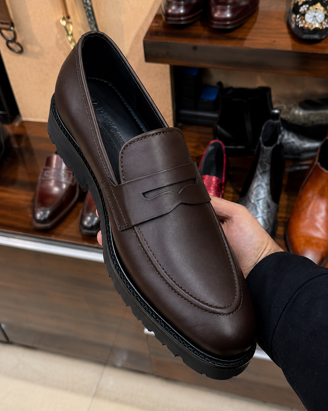 Dark Brown Chunky Penny Loafers