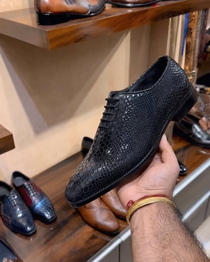 Signature Black Snake Foil Oxfords