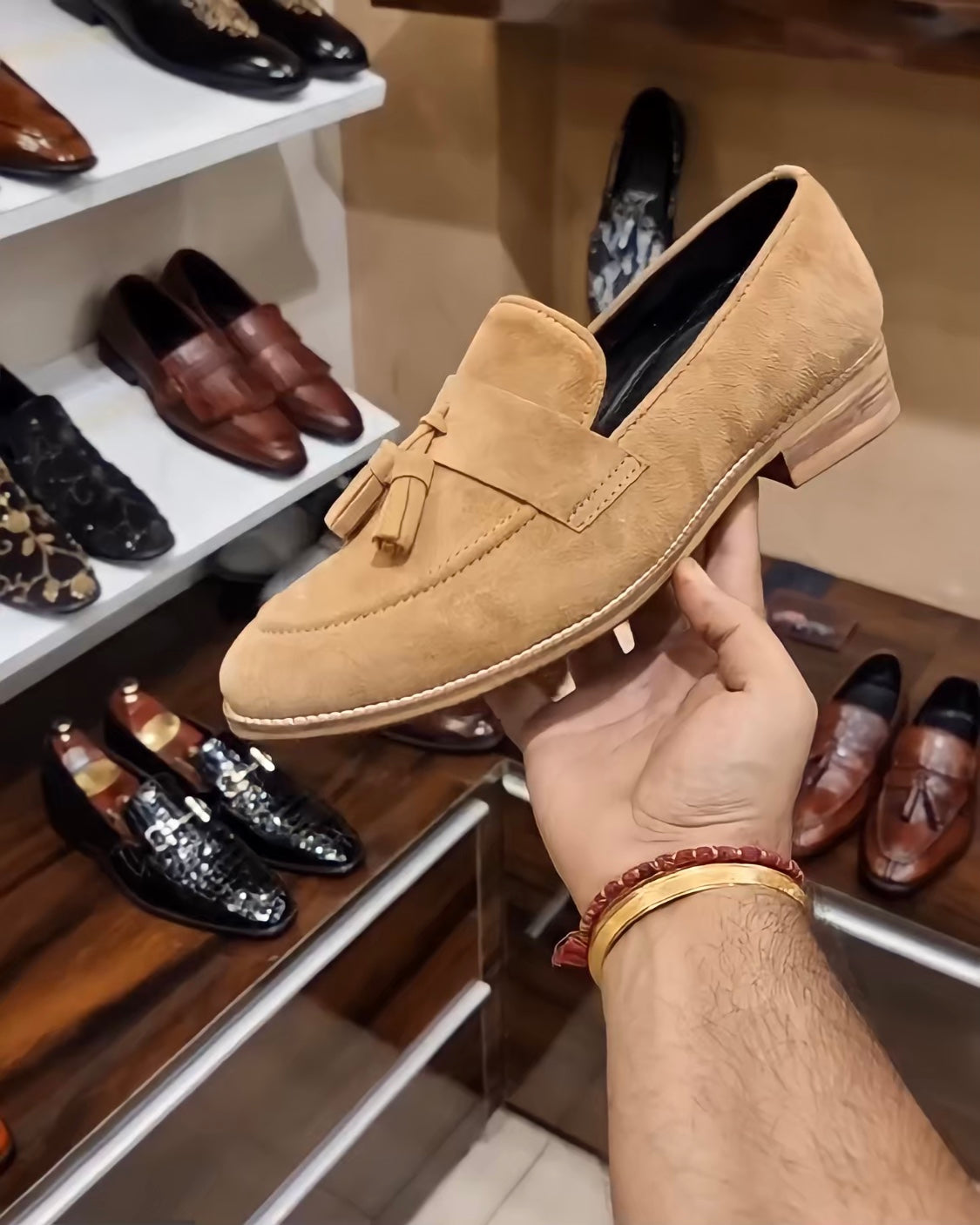 Pure Italian Cream Suede Tassel Moccasins