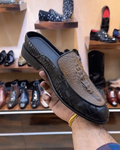 The Boss Mules in Dual-tone Alligator Scaled Leather