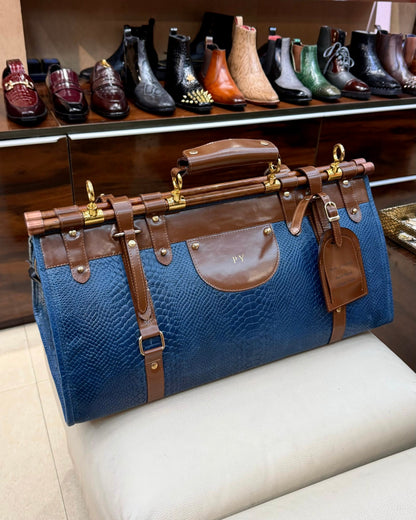 Custom Blue & Brown Cobra Scaled Duffel Bag