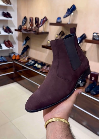 Pure Italian Brown Suede Chelsea Boots