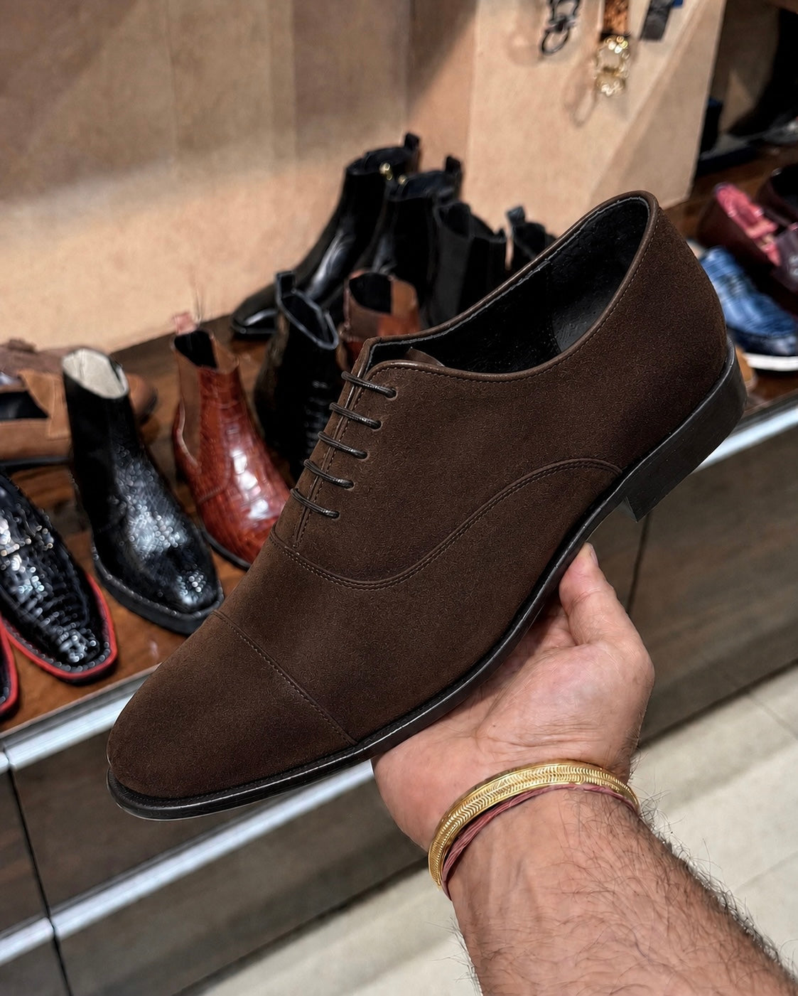 Brown Suede Cap Toe Oxfords