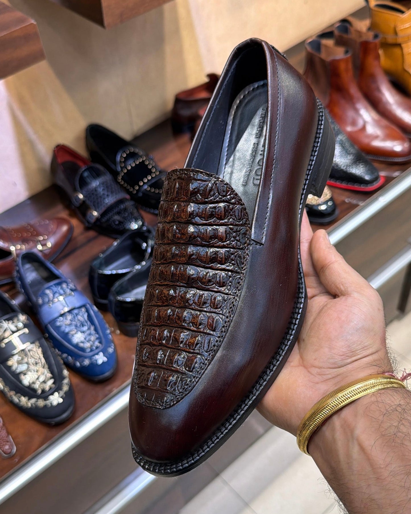 Limited Edition Burnished Brown Alligator Scaled Loafers