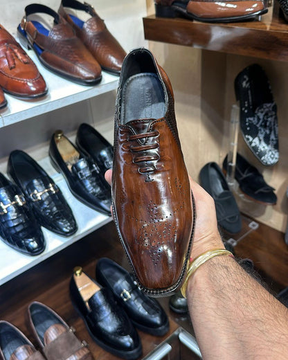 Classic Brown Patina Lace-up Oxfords