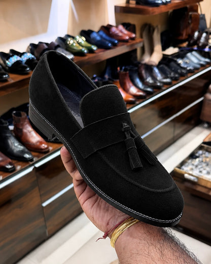 Black Suede Tassel Loafers