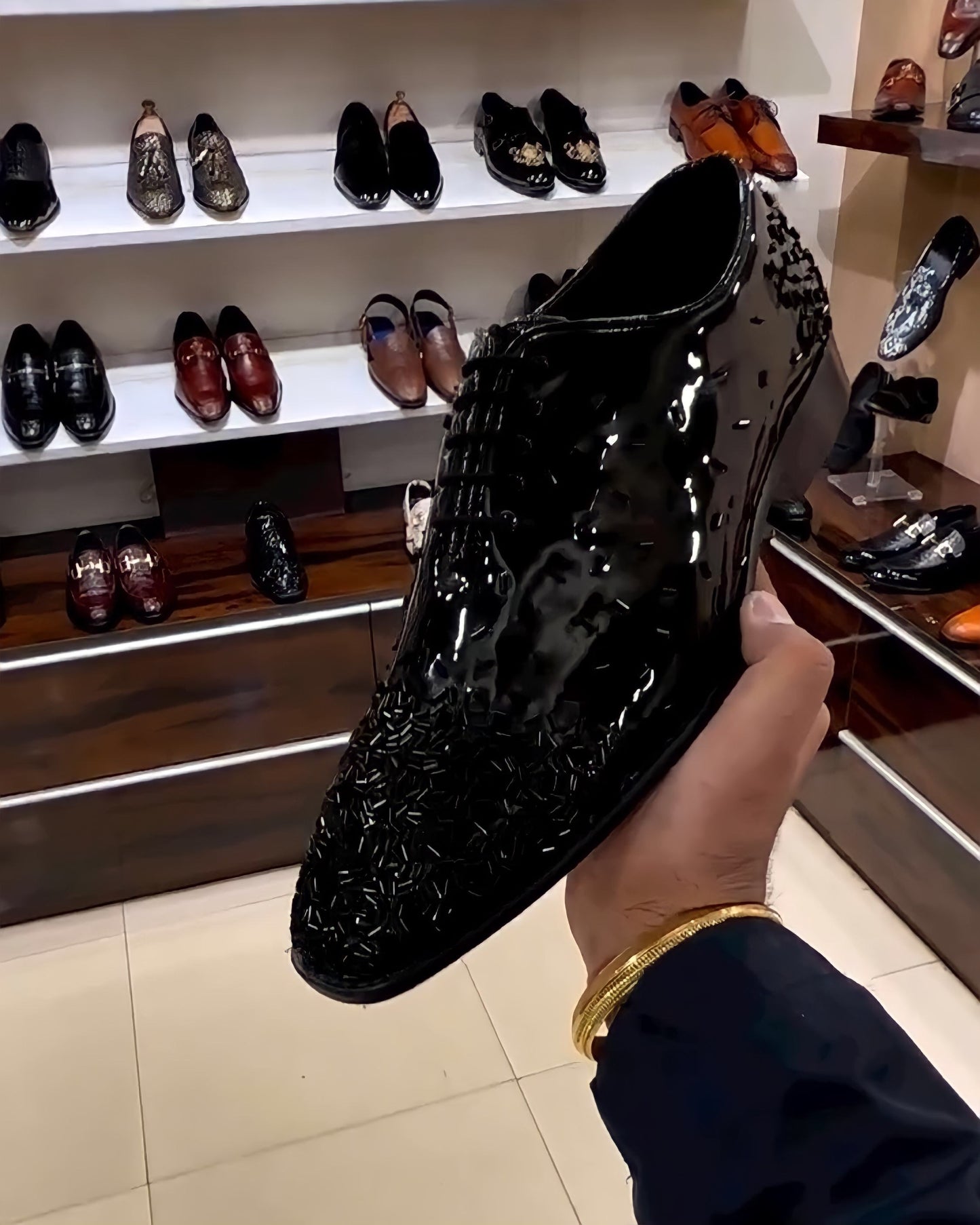 Patent Embroidery Oxfords