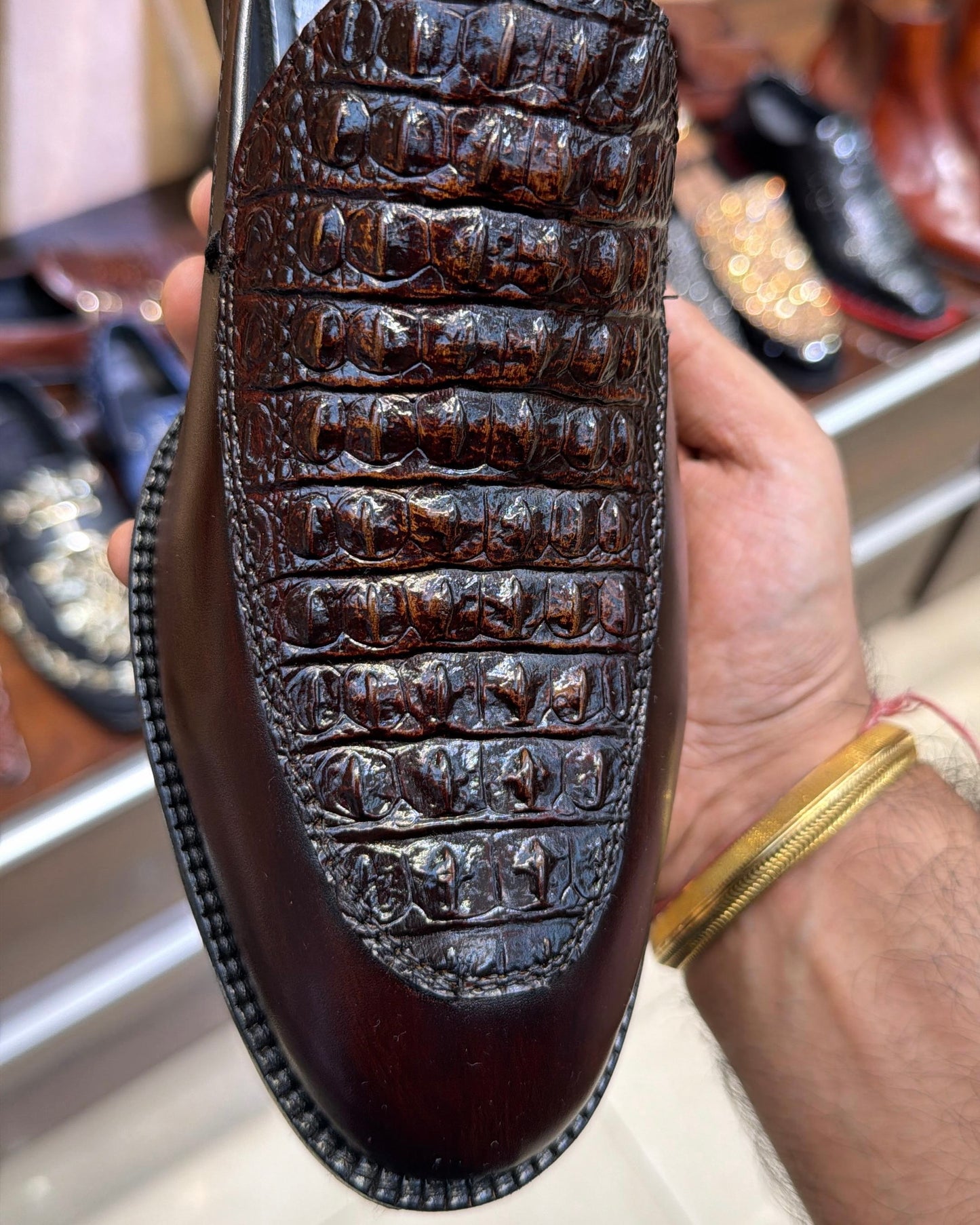 Limited Edition Burnished Brown Alligator Scaled Loafers