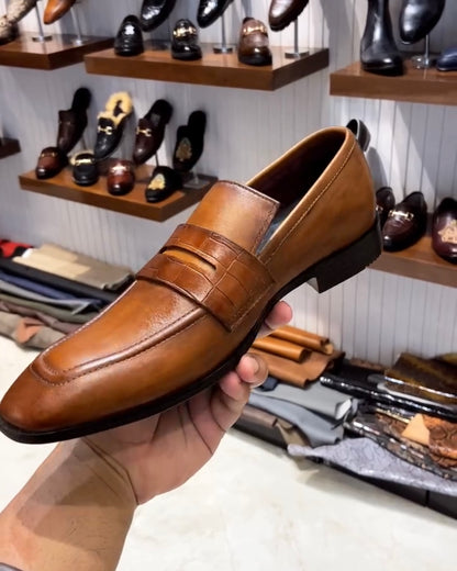 Classic Tan Patina Penny Loafers