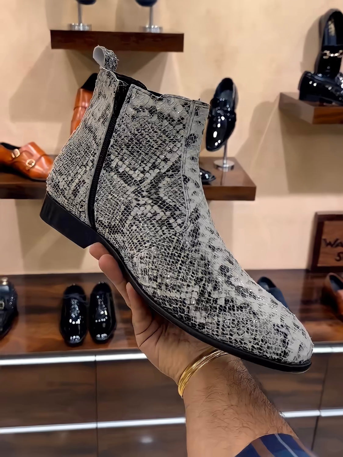 Himalayan Python Scaled Zip Boots