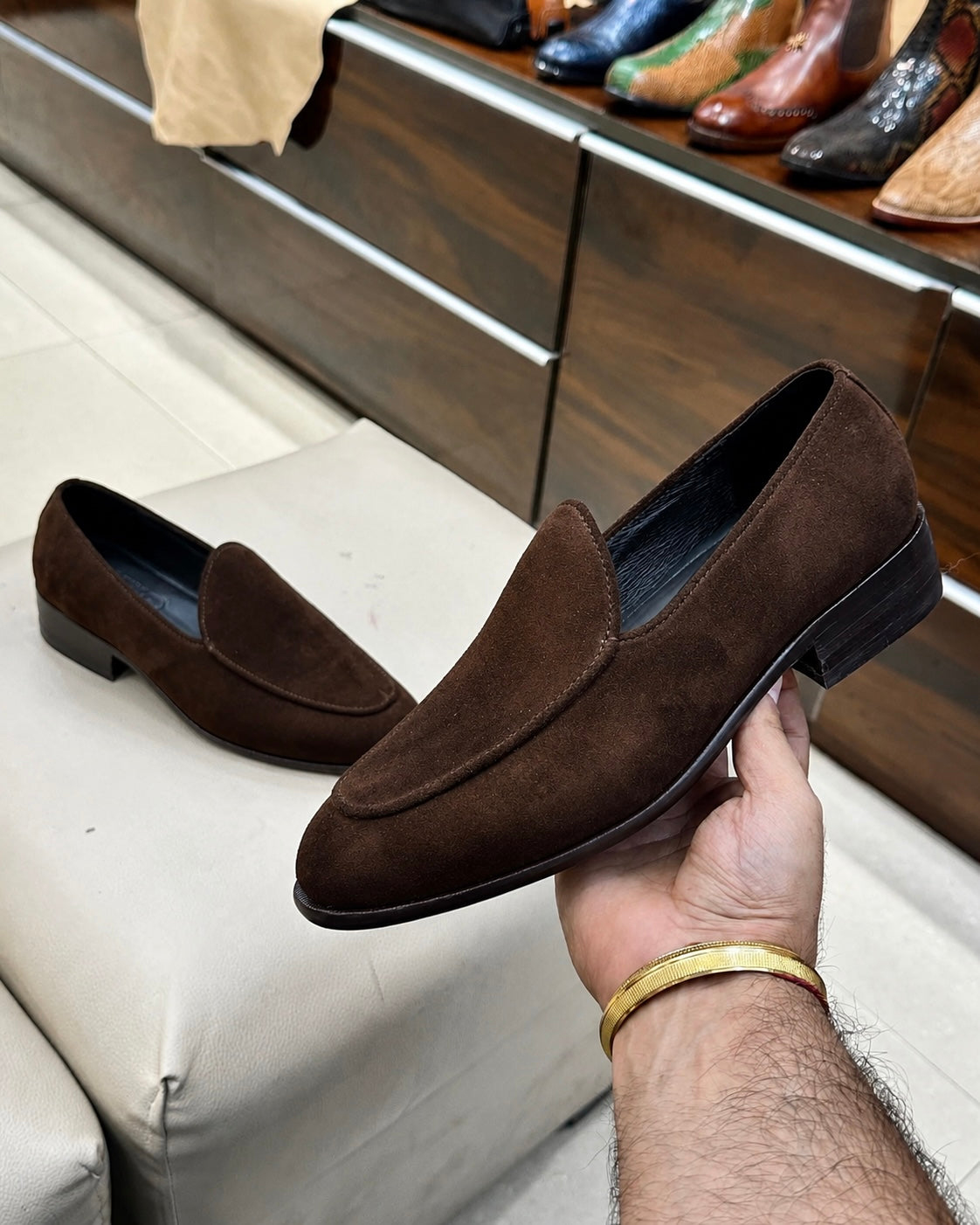 Brown Suede Belgian Loafers