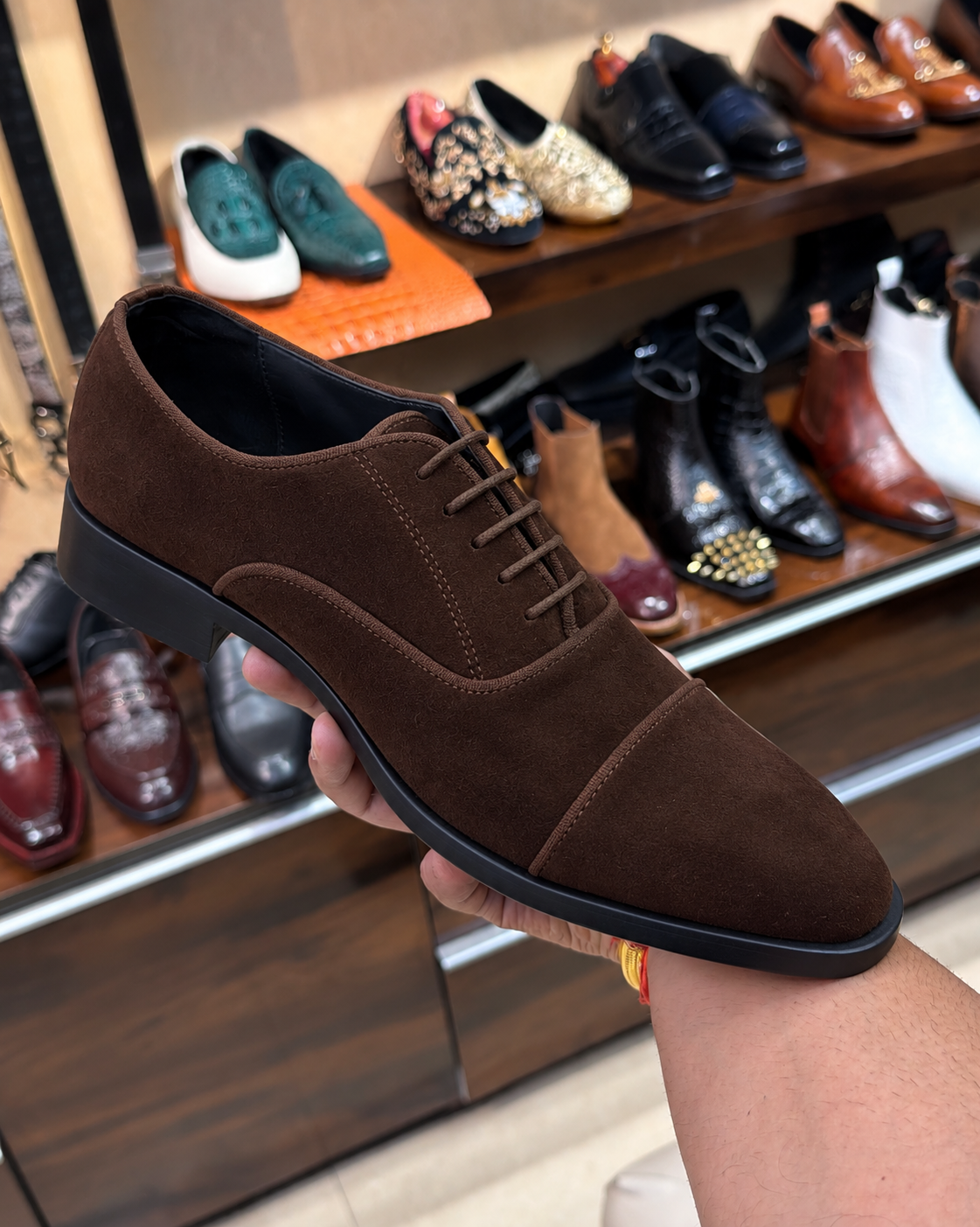 Brown Suede Cap Toe Oxfords