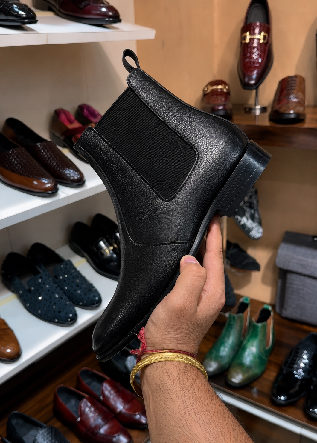 Black Full Grain Leather Chelsea Boots