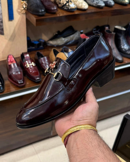 Ox-blood Bee Moccasins with Cuban Heel