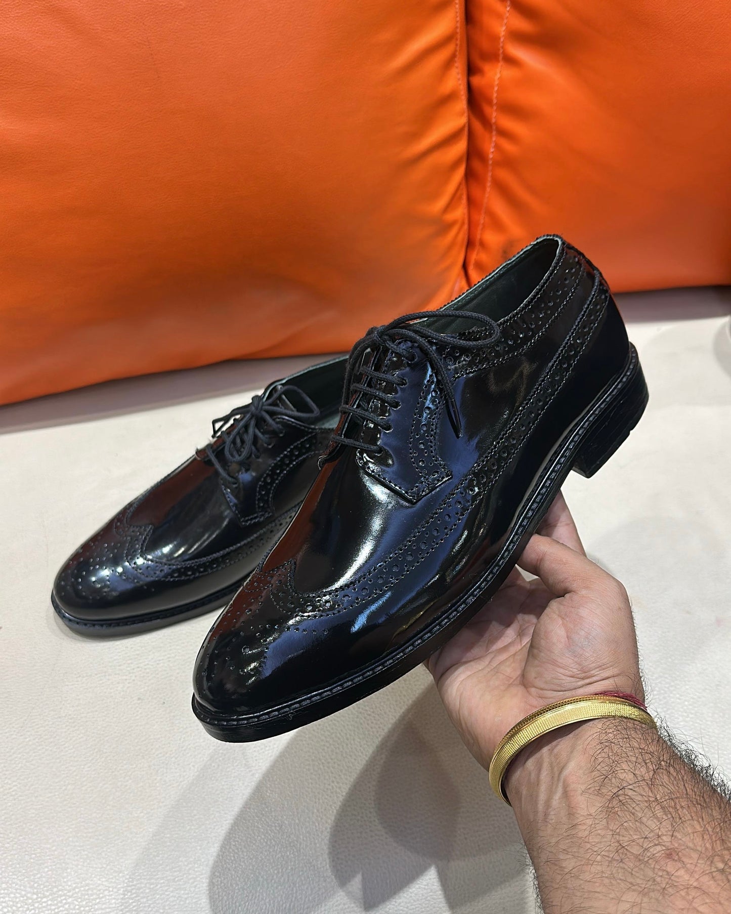 Classic Black Longwing Derby Shoes