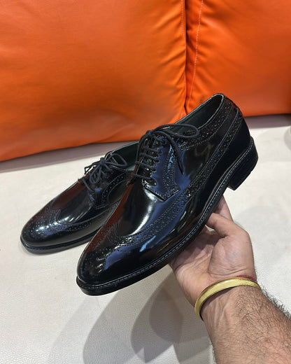 Classic Black Longwing Derby Shoes