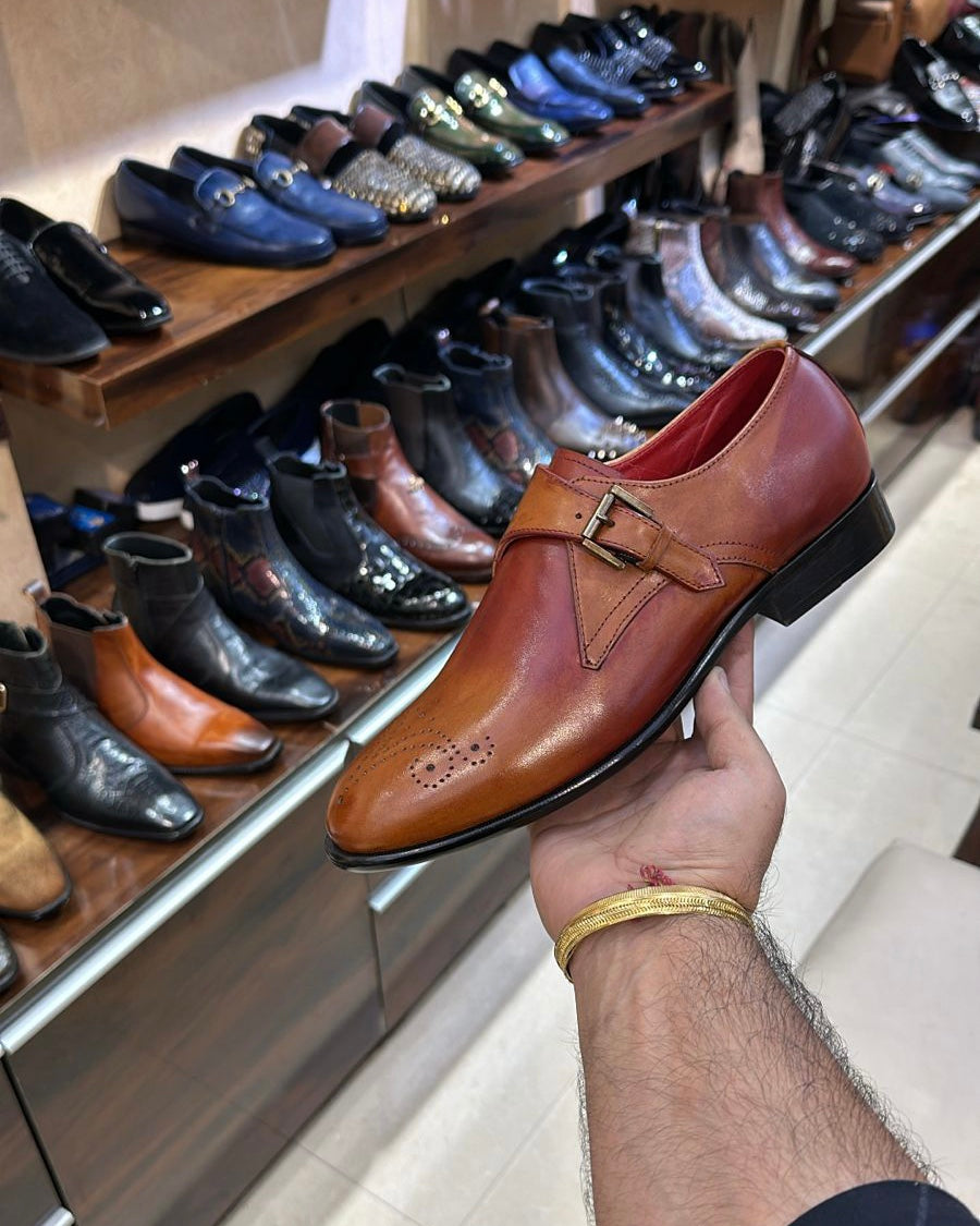 Dual-tone Sun Tan Single Monks with Red Interior