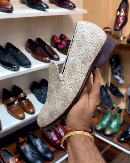 Classic Sherwani Wood Sole Slip-ons