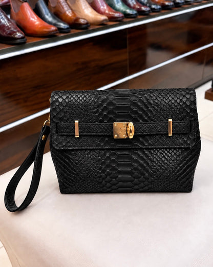Black Cobra Scaled Cross Body Bag